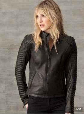 AETHER Arrow Jet Black Leather Riding Jacket NWT
